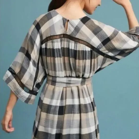 Maeve {Anthropologie} Dress Tunic plaid kimono size Medium - Picture 2 of 9